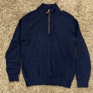 Vineyard vines ribbed cashmere navy quarter zip sweater small